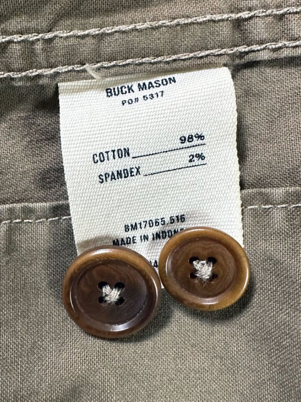 Buck Mason Craftsman Canvas Field Jacket XL Olive Green Corduroy Chore Coat Men - Picture 8 of 9